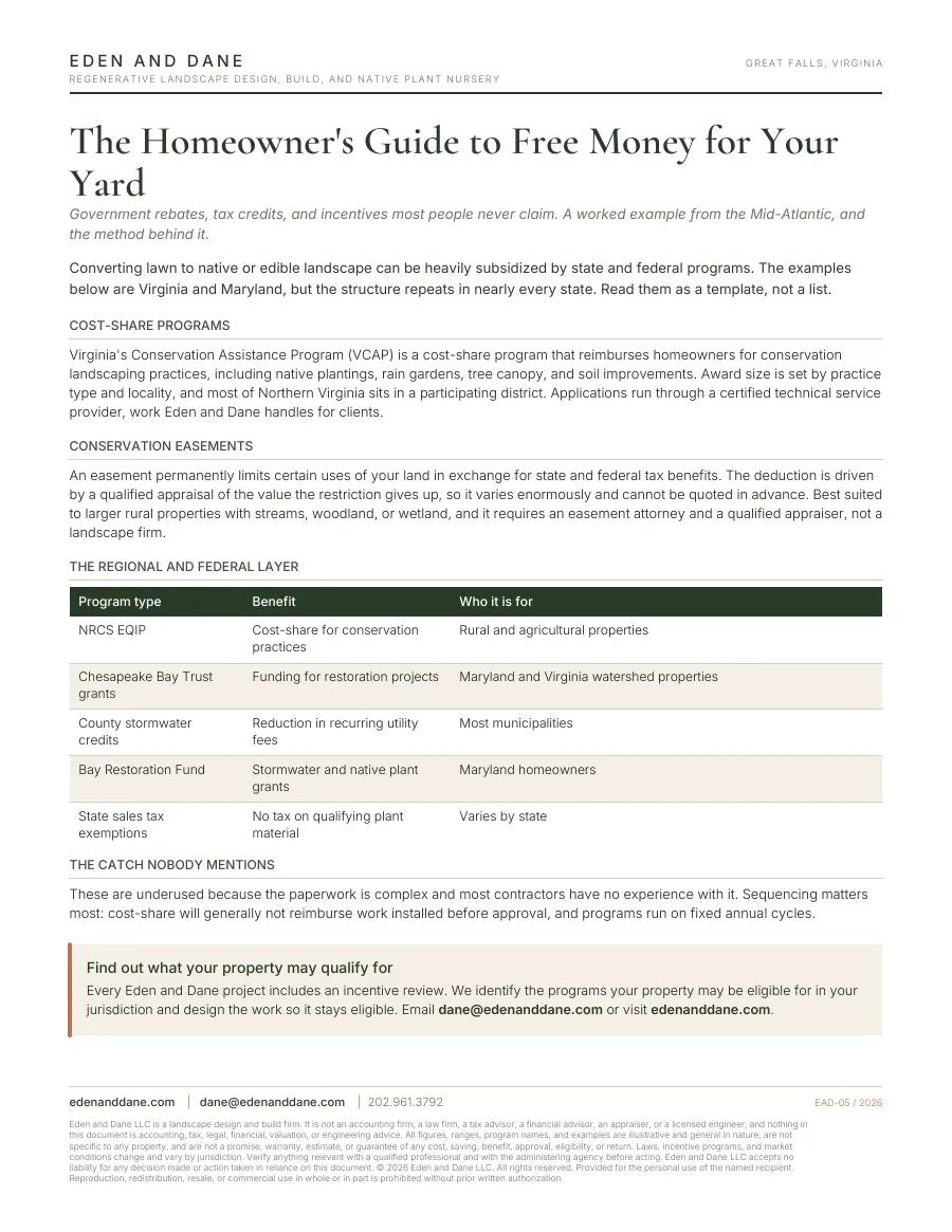 First page of The Homeowner's Guide to Free Money for Your Yard