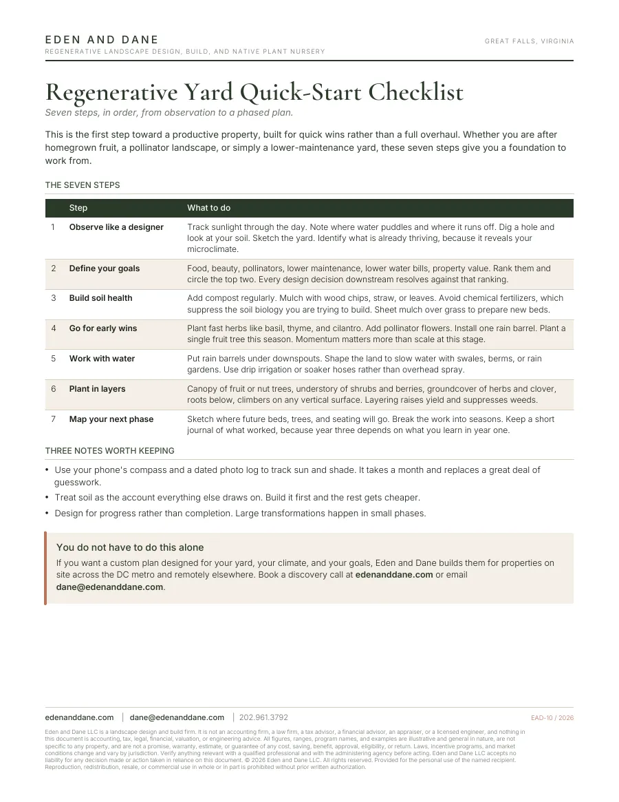 First page of Regenerative Yard Quick-Start Checklist
